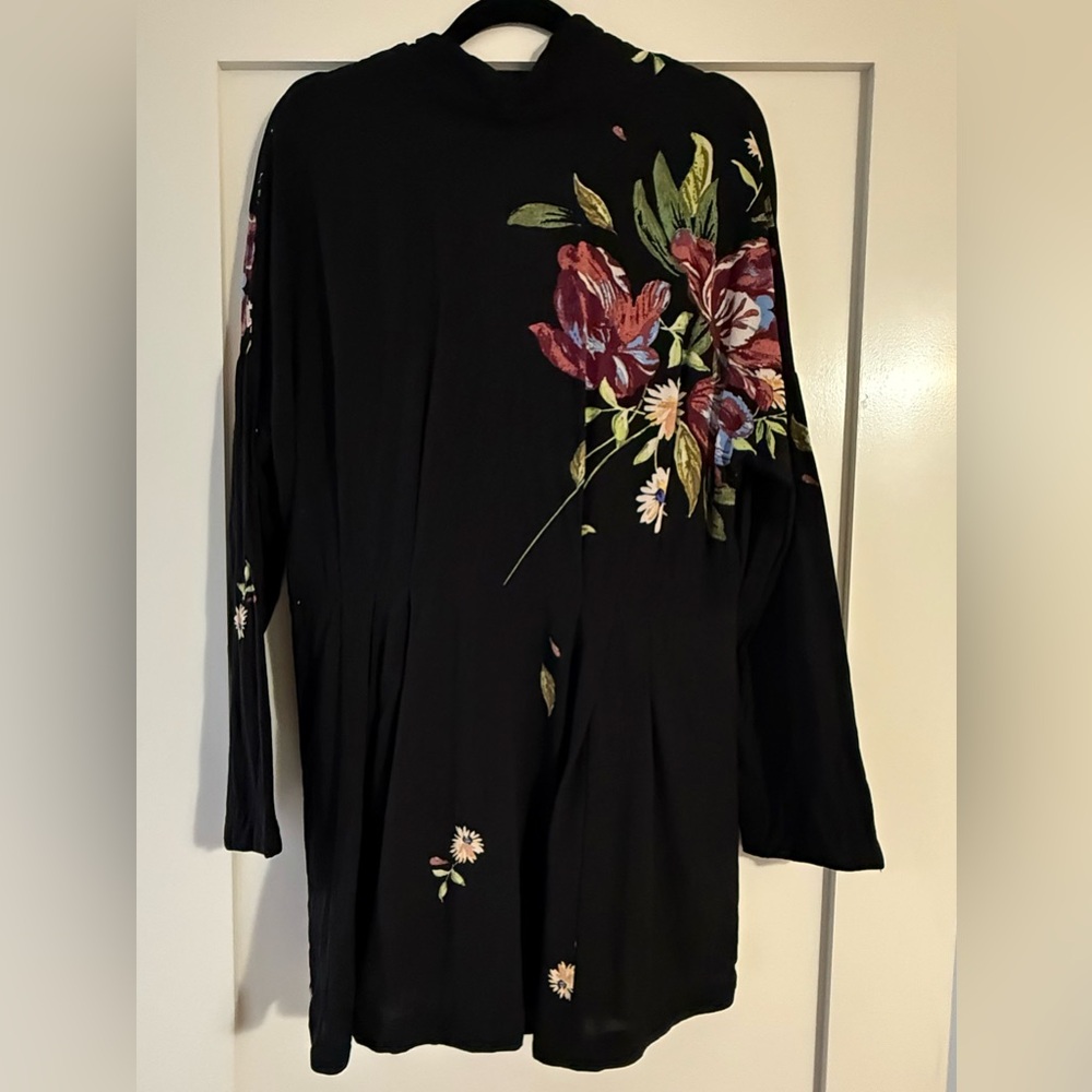 Free People Gemma Black Floral Tunic Dress - Picture 5 of 11